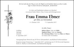 Traueranzeige Emma Ebner