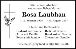 Traueranzeige Rosa Laubhan
