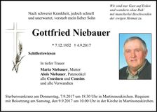 Traueranzeige Gottfried Niebauer