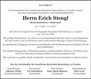 Traueranzeige Erich Stengl