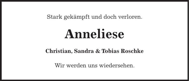 Traueranzeige Anneliese Hundshammer