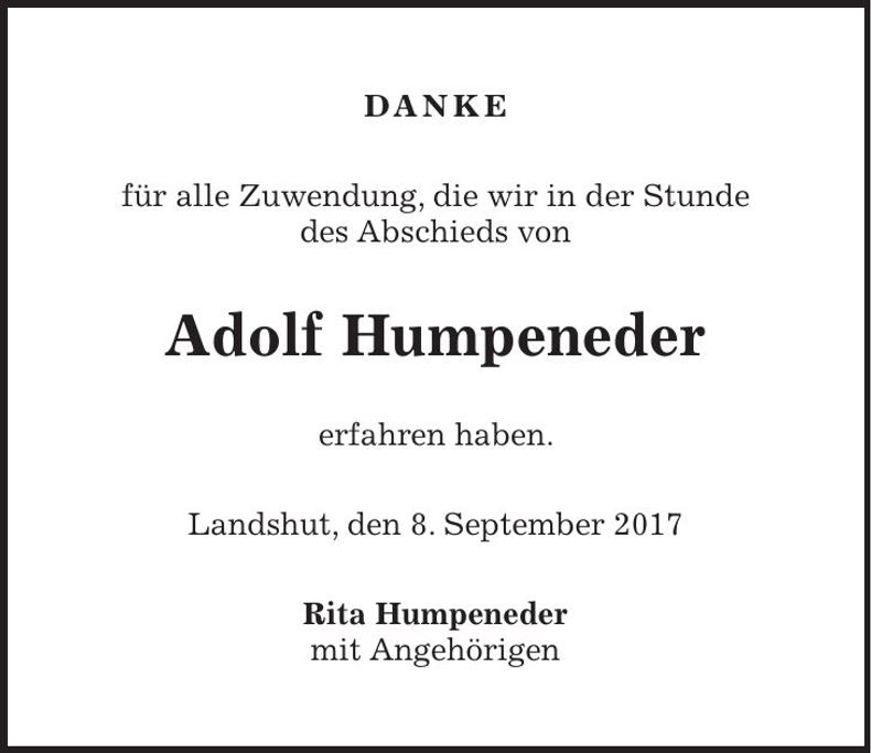 Traueranzeige Adolf Humpeneder