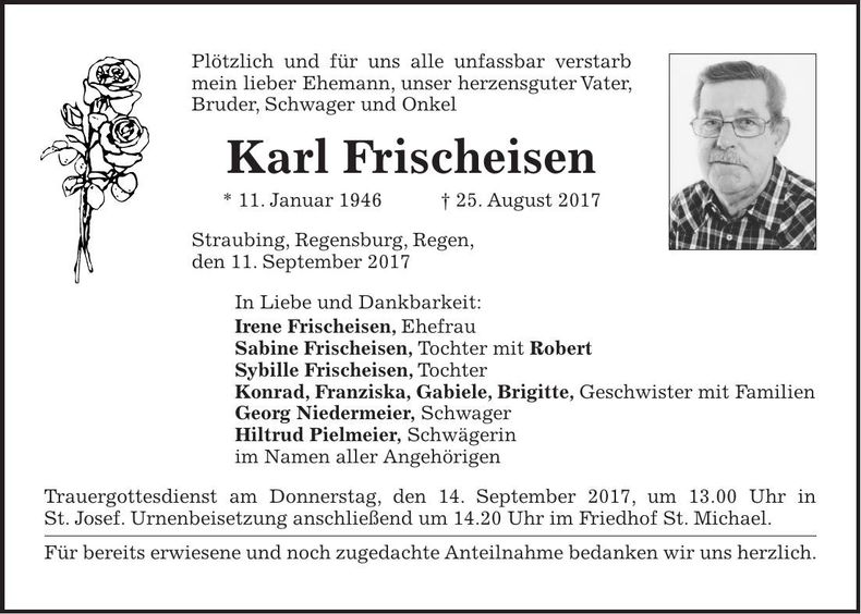 Traueranzeige Karl Frischeisen