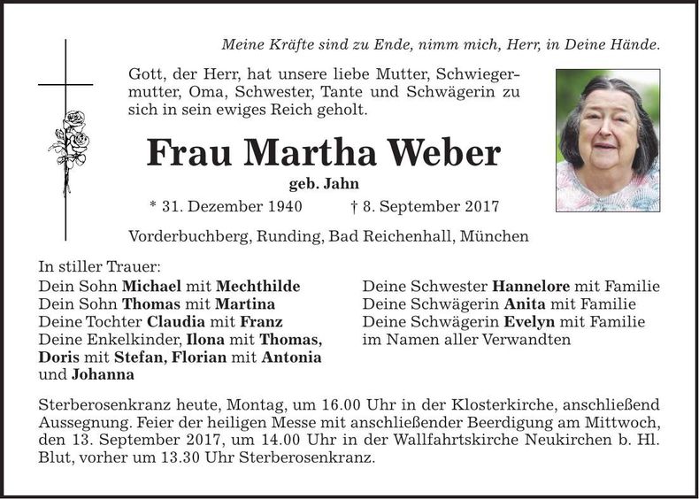 Traueranzeige Martha Weber