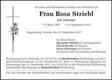 Traueranzeige Rosa Striebl