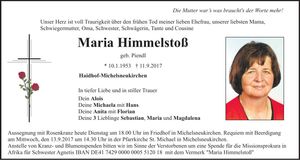 Traueranzeige Maria Himmelstoß