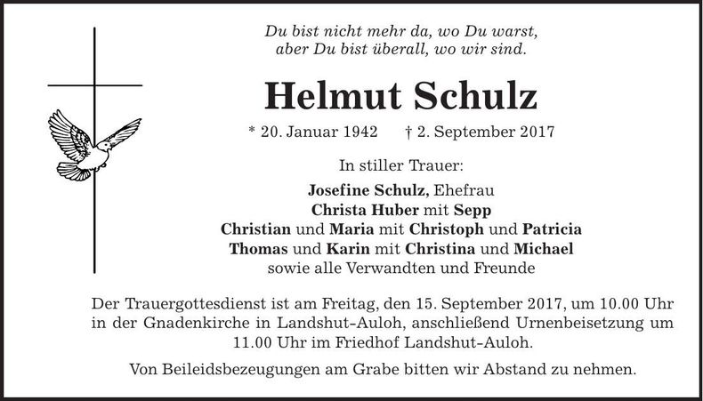 Traueranzeige Helmut Schulz