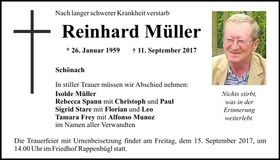 Traueranzeige Reinhard Müller