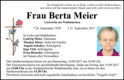Traueranzeige Berta Meier