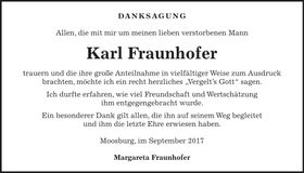 Traueranzeige Karl Fraunhofer