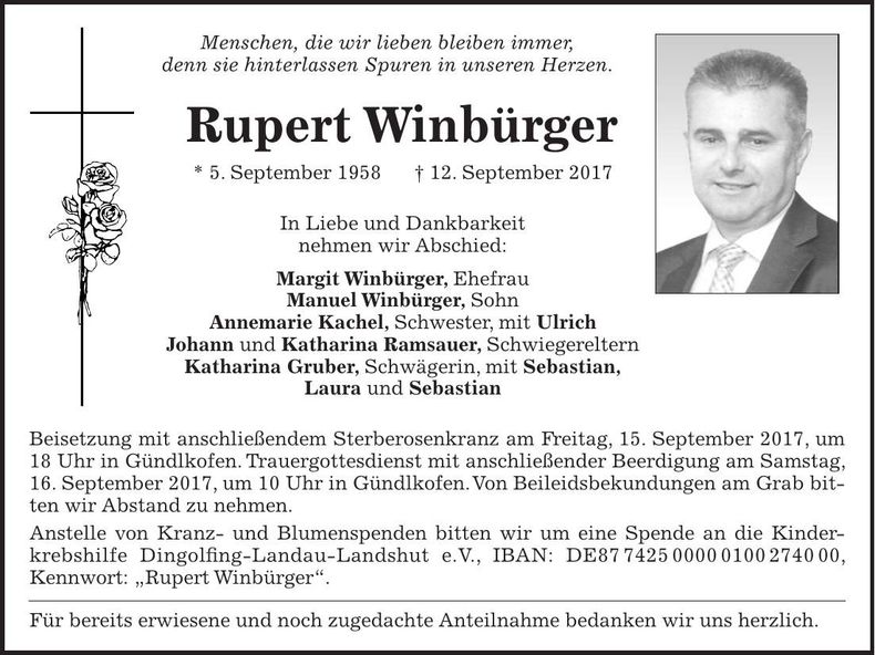 Traueranzeige Rupert Winbürger