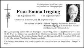 Traueranzeige Emma Irrgang