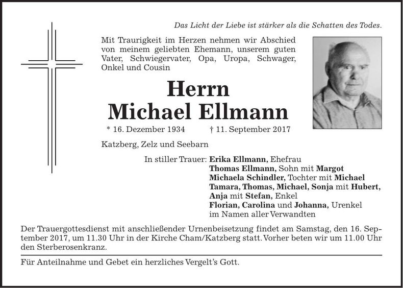 Traueranzeige Michael Ellmann
