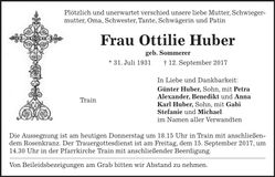 Traueranzeige Ottlie Huber