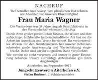 Traueranzeige Maria Wagner