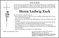 Traueranzeige Ludwig Zach