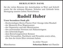 Traueranzeige Rudolf Huber