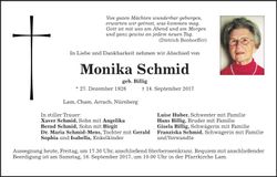 Traueranzeige Monika Schmid