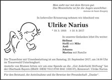 Traueranzeige Ulrike Narius