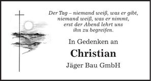 Traueranzeige Piendl Christian