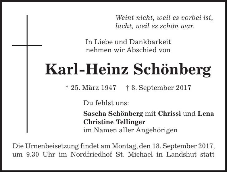 Traueranzeige Karl-Heinz Schönberg