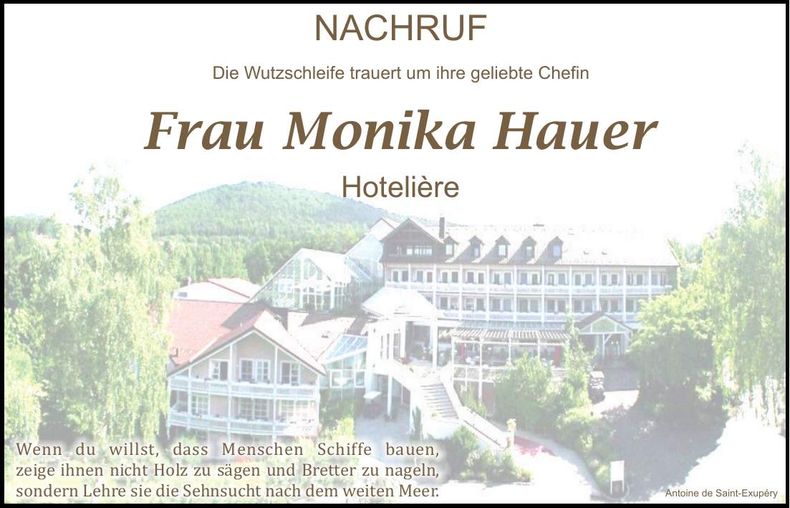 Traueranzeige Monika Hauer