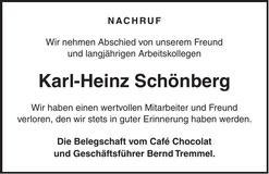Traueranzeige Karl-Heinz Schönberg