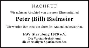 Traueranzeige Peter Bielmeier
