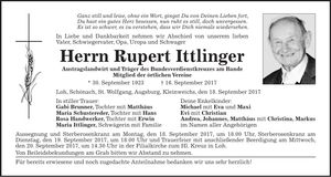 Traueranzeige Rupert Ittlinger