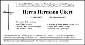 Traueranzeige Hermann Ükert