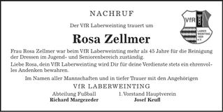 Traueranzeige Rosa Zellmer