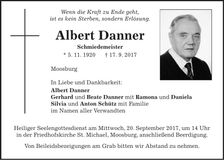 Traueranzeige Albert Danner