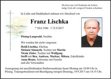 Traueranzeige Franz Lischka