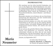Traueranzeige Maria Neumeier