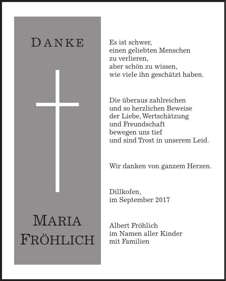 Traueranzeige Maria Fröhlich