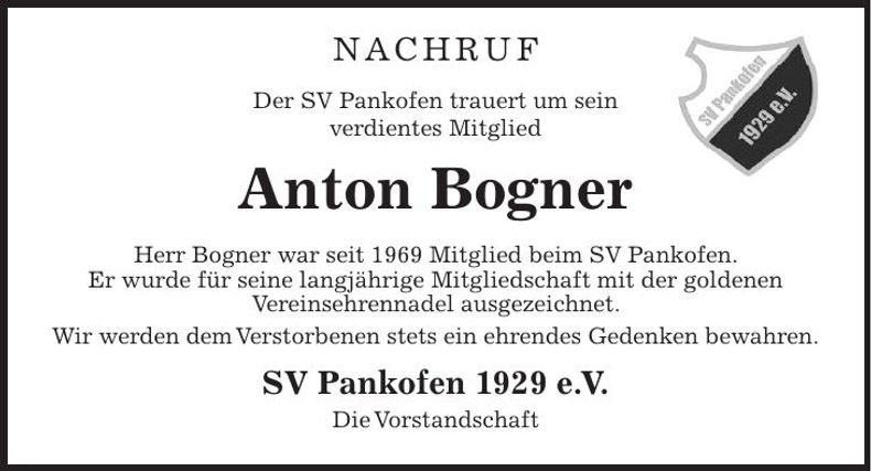 Traueranzeige Anton Bogner