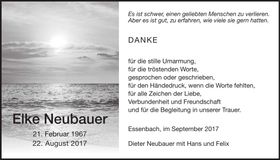 Traueranzeige Elke Neubauer