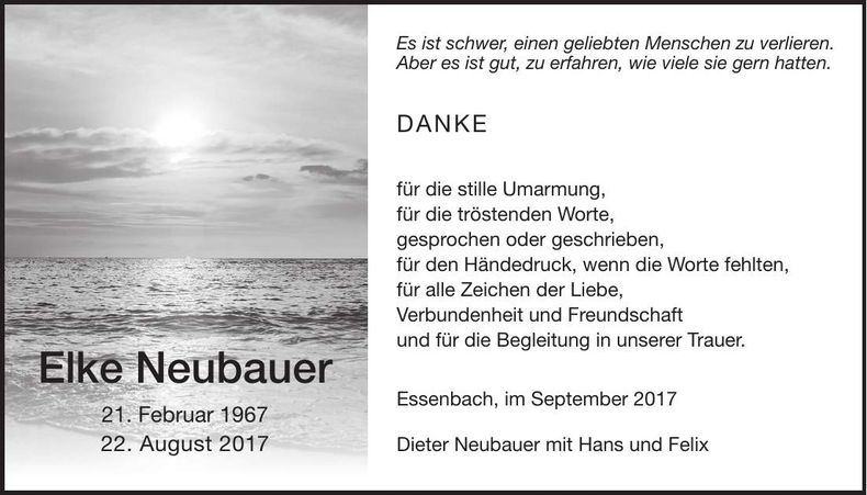 Traueranzeige Elke Neubauer