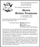 Traueranzeige Reiner Neumann