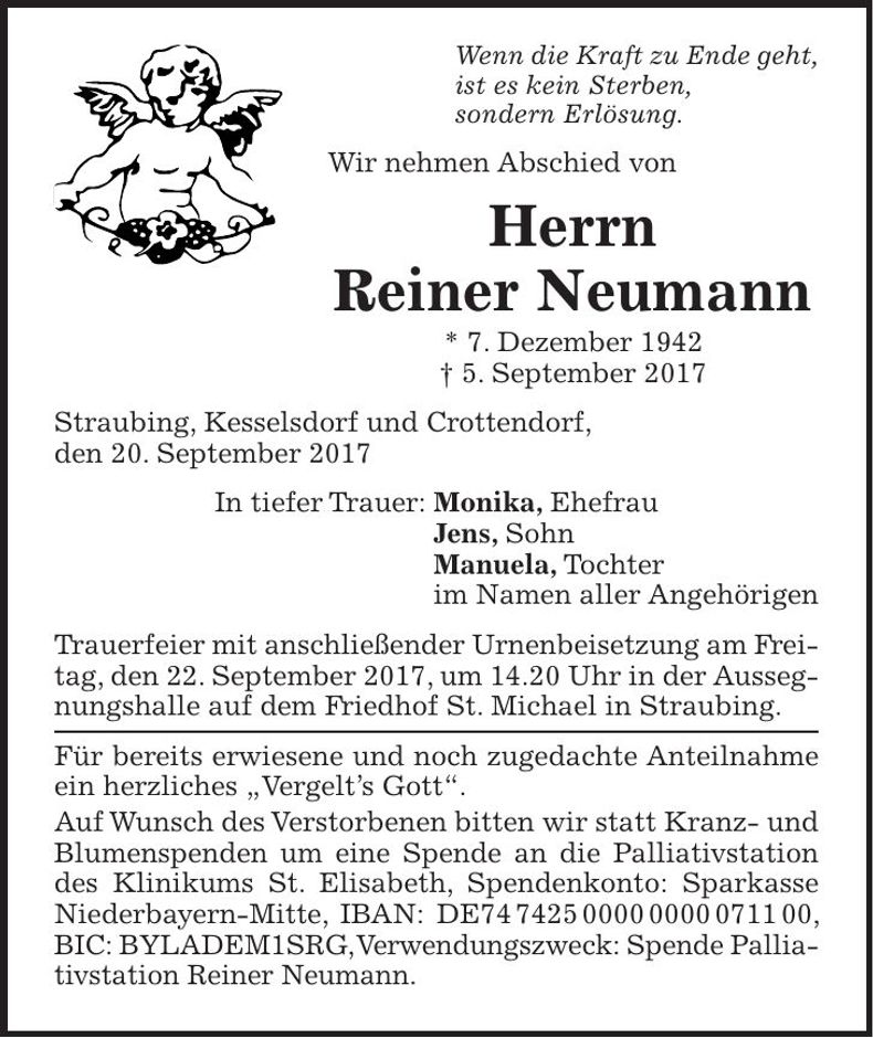 Traueranzeige Reiner Neumann