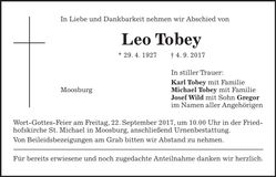 Traueranzeige Leo Tobey