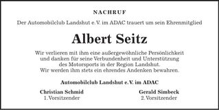 Traueranzeige Albert Seitz