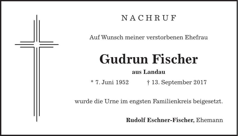 Traueranzeige Gudrun Fischer