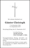Traueranzeige Günter Christoph