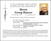 Traueranzeige Georg Hauser