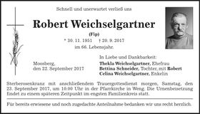 Traueranzeige Robert Weichselgartner