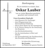 Traueranzeige Oskar Lauber