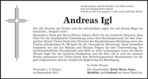 Traueranzeige Andreas Igl