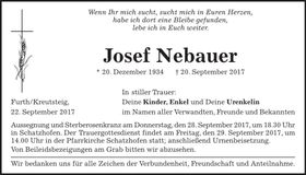 Traueranzeige Josef Nebauer