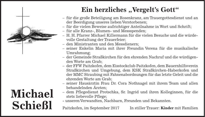 Traueranzeige Michael Schießl